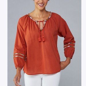 PRANA Dry Chili Atlantis Peasant Top Tunic sz XS